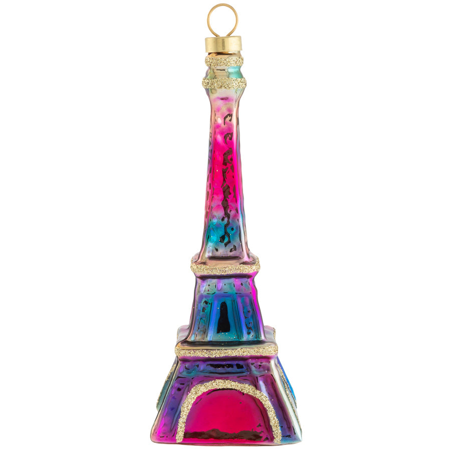 Fans of Paris will adore La Tour Eiffel when dipped in a jewel tone oil slick and accented with glittering gold.