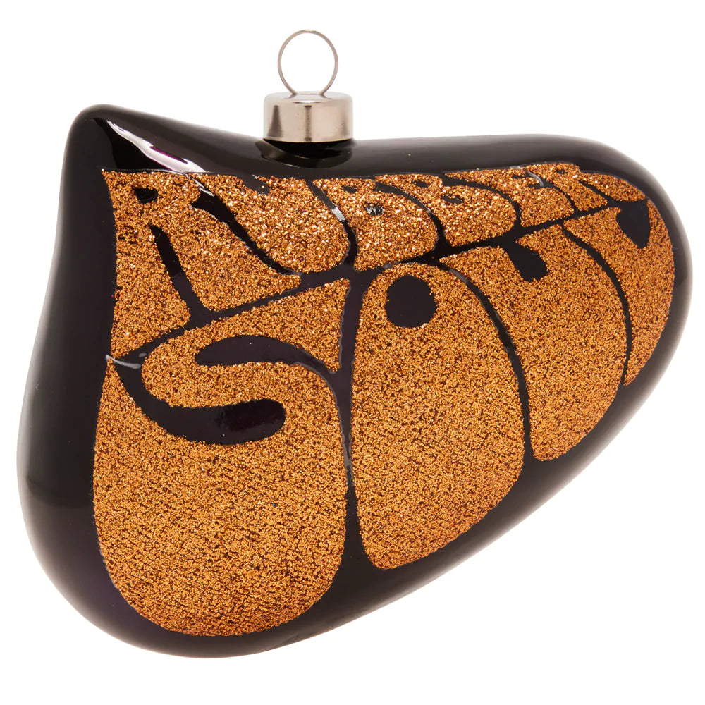 Bring a touch of the swinging 60’s to your tree with this groovy ornament adorned with the bubble letters from the cover of the Beatles’ Rubber Soul album.