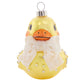 This adorable rubber ducky is ready for bath time with his polka-dotted blue bowtie.